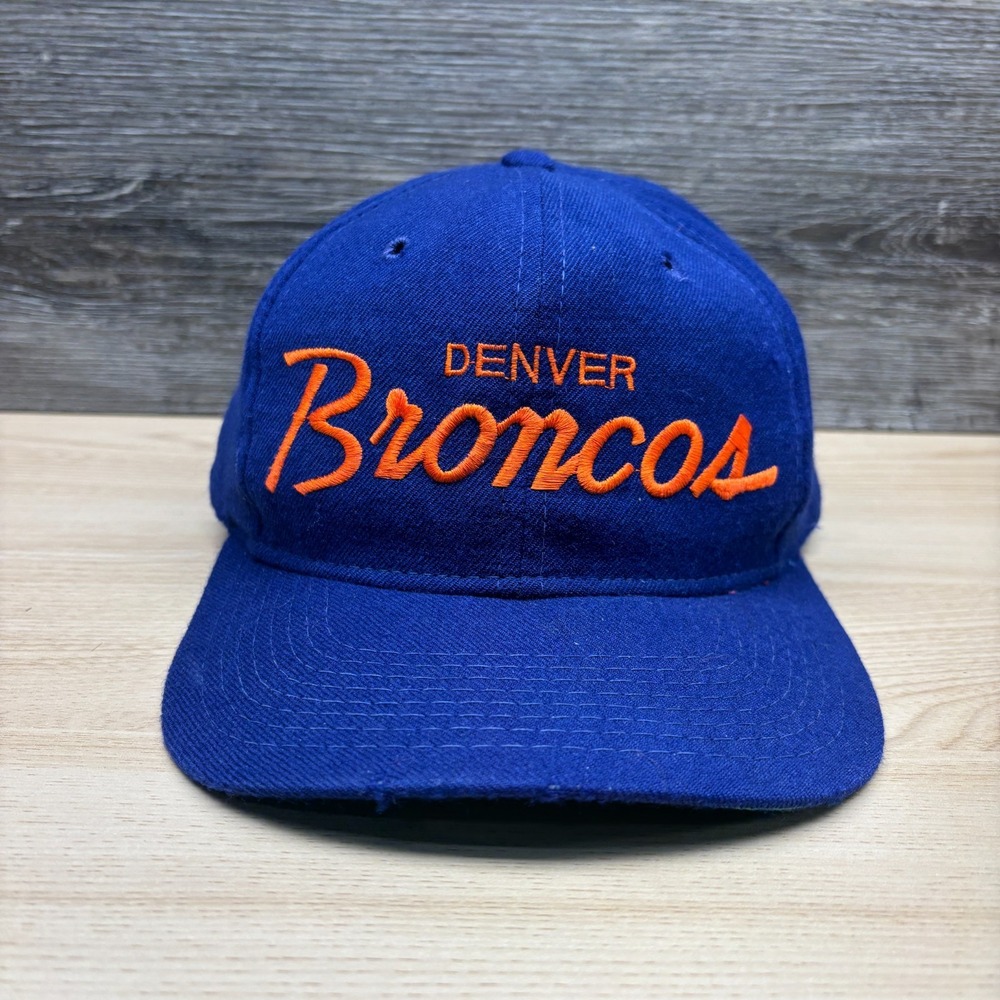 Vintage Denver‎ Broncos Hat Cap Snapback Blue Wool Sports Specialties Script